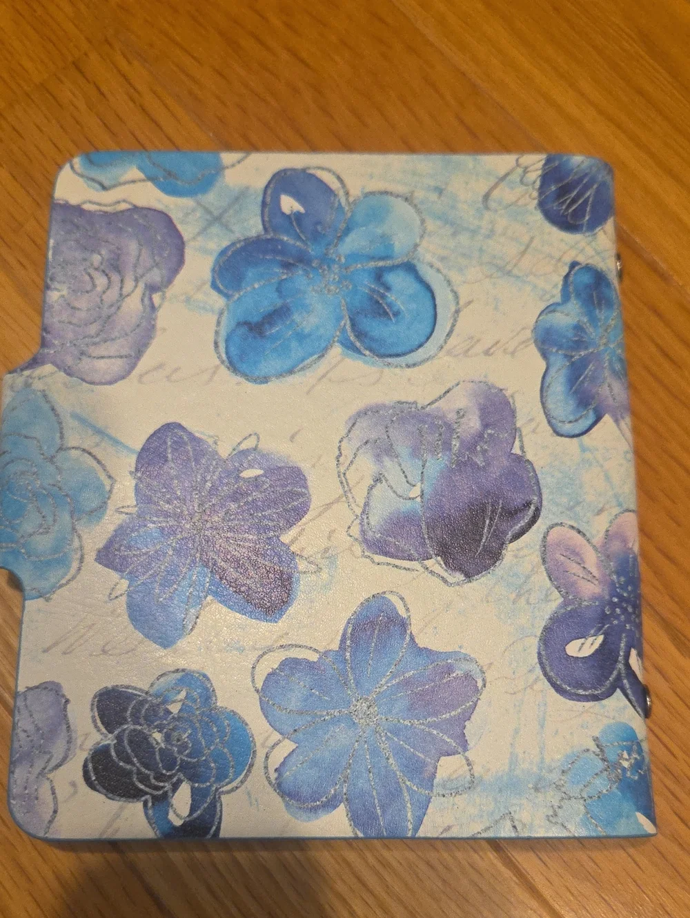 Floral Blue & Purple Faux Leather Snap Closure Photo Book